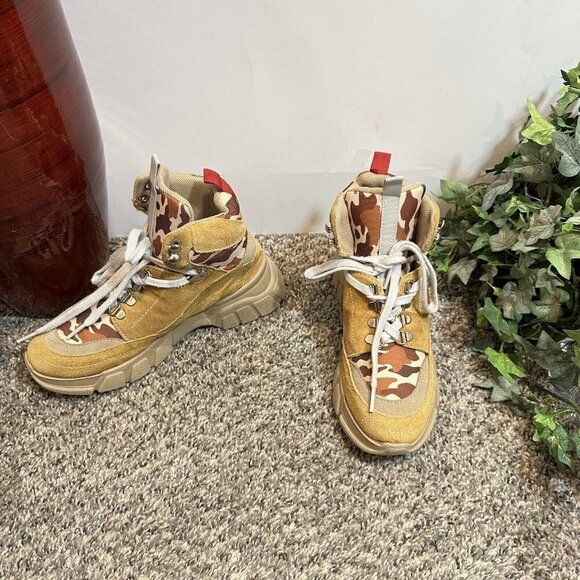 Steve Madden Chunky High Top Platform Sneaker Size 36 US 6 Lace Up Brown VTG - Picture 3 of 8